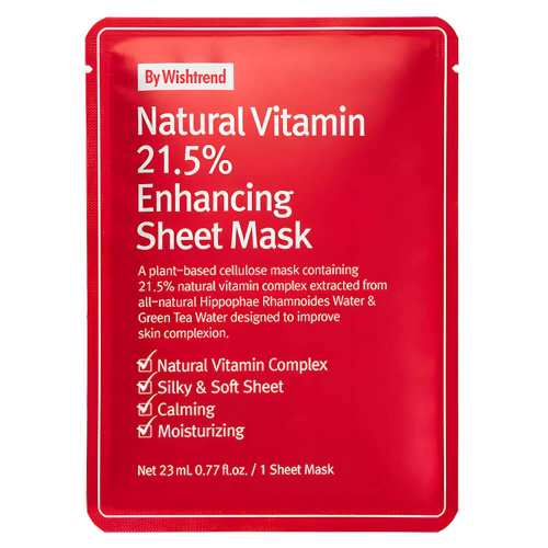 Антиоксидантная тканевая маска By Wishtrend Natural Vitamin 21,5% Enchancing Sheet Mask