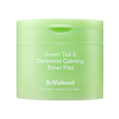 Успокаивающие пэды с зелёным чаем и церамидами By Wishtrend Green Tea & Ceramide Calming Toner Pad