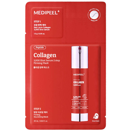 Двухфазная маска с коллагеном и микроиглами MEDIPEEL Red Lacto Collagen 3000 Shot Serum 2 Step Mask
