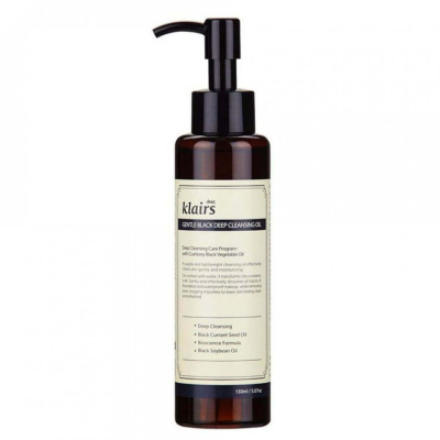 Натуральное гидрофильное масло Dear, Klairs Gentle Black Deep Cleansing Oil