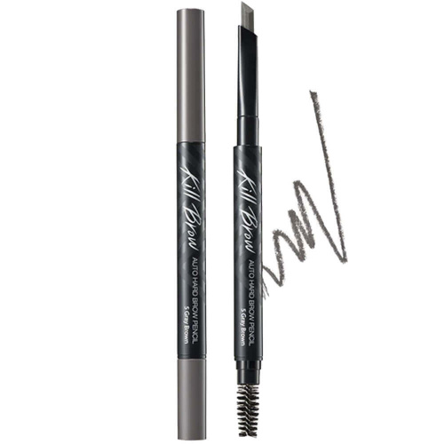 Автоматический карандаш для бровей с щёточкой CLIO Kill Brow Auto Hard Brow Pencil 5 Gray Brown