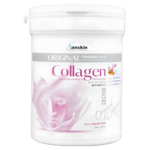 Альгинатная маска с коллагеном и гиалуроновой кислотой Anskin Collagen Modeling Mask 240 г + банка