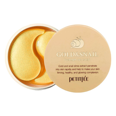 Гидрогелевые патчи для век с муцином улитки Petitfee Hydro Gel Eye Patch Gold & Snail