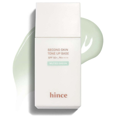 Тонирующая солнцезащитная база под макияж hince Second Skin Tone Up Base SPF50+ PA++++ Muted Green
