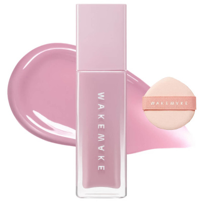 Жидкие румяна со спонжем WAKEMAKE Sheer Glow Liquid Blusher + Finger Puff Set 01 Silky Lavender