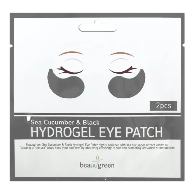 Гидрогелевые лифтинг патчи на 1 применение BeauuGreen Sea Cucumber&Black Hydrogel Eye Patch