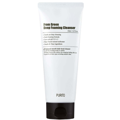 Слабокислотная пенка с центеллой и зеленым чаем Purito From Green Deep Foaming Cleanser 150 мл