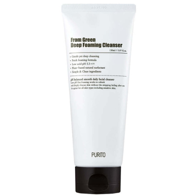 Слабокислотная пенка с центеллой и зеленым чаем Purito From Green Deep Foaming Cleanser 150 мл