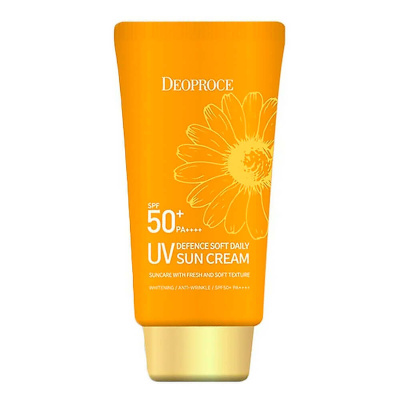 Мягкий солнцезащитный крем с ромашкой Deoproce UV Defence Soft Daily Sun Cream SPF 50+ PA++++