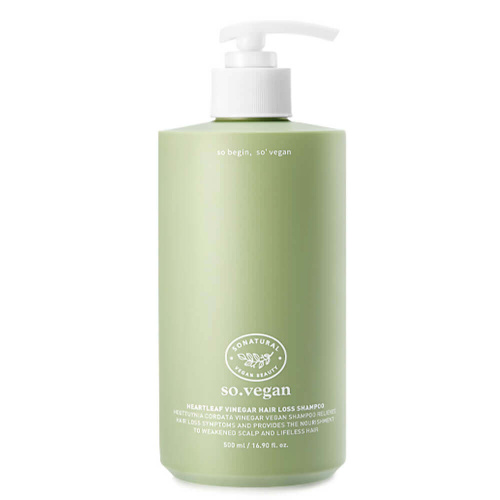 Шампунь с уксусом и коллагеном против выпадения волос So Natural So Vegan Heartleaf Vinegar Hair Loss Shampoo
