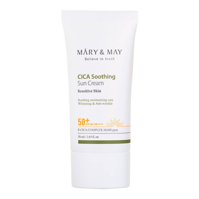 Успокаивающий солнцезащитный крем с центеллой Mary&May CICA Soothing Sun Cream SPF50+ PA++++