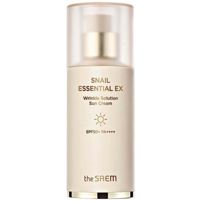 Санскрин с муцином улитки The Saem Snail Essential EX Wrinkle Solution Sun Cream SPF50+ PA++++