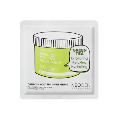 Очищающие пилинг-пэды с зелёным чаем и кислотами Neogen Green Tea Moist PHA Gauze Peeling Pad
