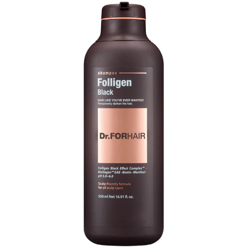 Чёрный шампунь от выпадения с тонирующим эффектом Dr.Forhair Folligen Black Shampoo