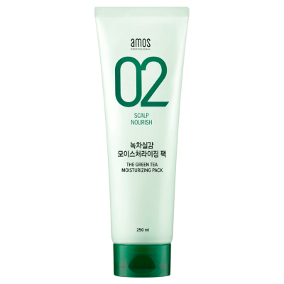 Маска для волос и кожи головы с зелёным чаем Amos Professional The Green Tea Moisturizing Pack