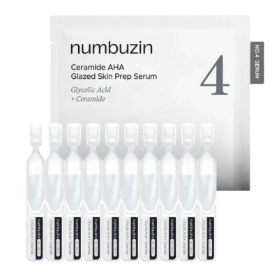 Обновляющая сыворотка с кислотами numbuzin No.4 Ceramide AHA Glazed Skin Prep 10 шт*1,3 мл