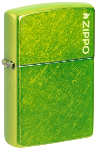 Зажигалка ZIPPO Logo с покрытием Lurid™, латунь/сталь, зеленая, глянцевая, 38x13x57 мм
