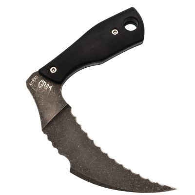 Нож Barmaley Knives Грим BW серрейтор, сталь AUS-10Co, рукоять G10, черный