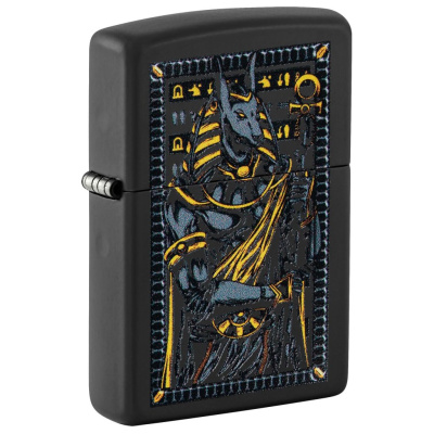 Зажигалка ZIPPO Anubis с покрытием Black Matte, латунь/сталь, черная, 38x13x57 мм