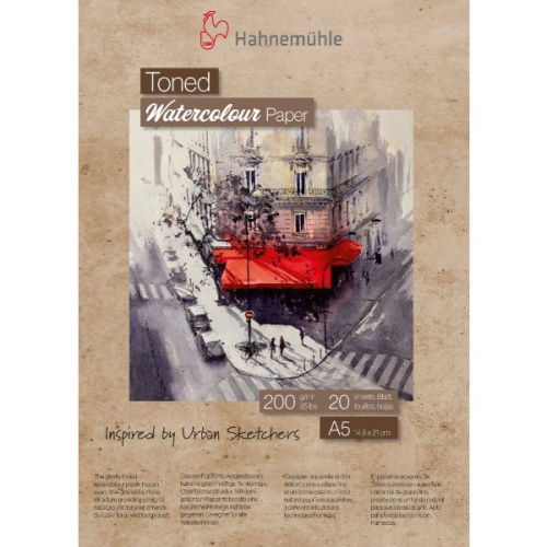 Альбом-склейка для акварели Hahnem?hle "Toned" А5 20 л 200 г, целлюлоза 100%, мел. зерно, бежевый