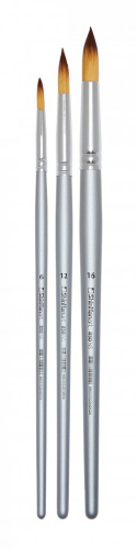 Набор кистей синтетика ShinHanart Artist 3 шт, круглые № 6, 12, 16