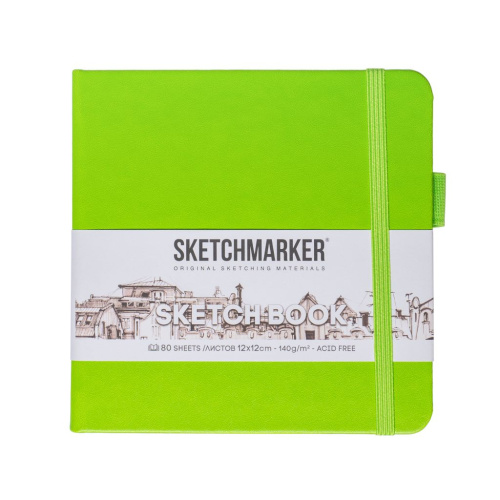 Блокнот для зарисовок Sketchmarker 12*12 cм 80 л 140 г, твердая обложка Зеленый луг