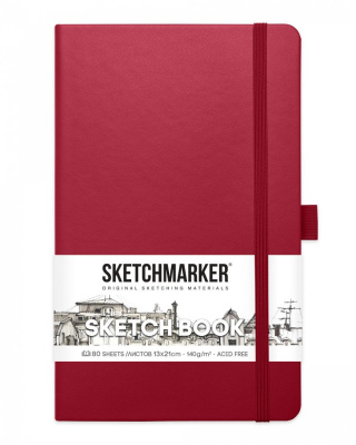 Блокнот для зарисовок Sketchmarker 13х21 см 80 л 140 г, твердая обложка Фуксия