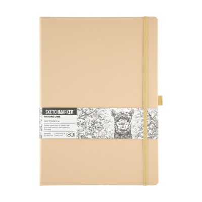 Блокнот для зарисовок Sketchmarker 21*29,7 см 80 л 140 г, твердая обложка Благородный беж