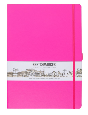 Блокнот для зарисовок Sketchmarker 21*29,7 cм 80 л 140 г, твердая обложка Фуксия