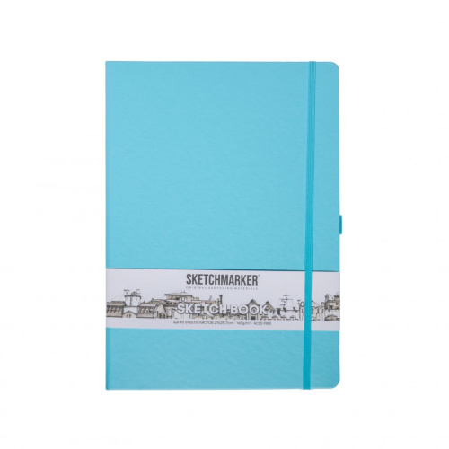 Блокнот для зарисовок Sketchmarker 21*29,7 cм 80 л 140 г, твердая обложка Небесно-голубой