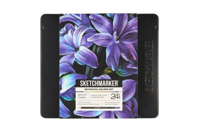 Набор карандашей цветные Sketchmarker "Ботаника", 24 цвета, жестяной пенал