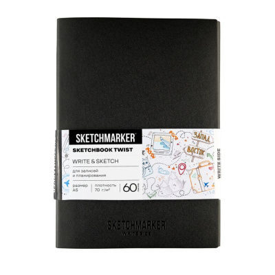 Скетчбук Sketchmarker Sketch&Write, 2 в 1, мягкая обл. черная, A5 40 л 140 г, бум. белая / А5 60 л 7