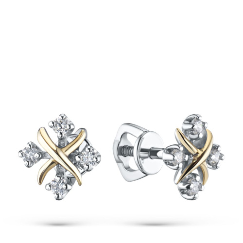 Пусеты из комбинированного золота с бриллиантами э4801пс06160700