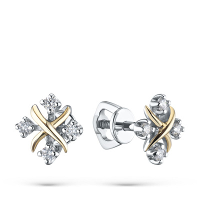 Пусеты из комбинированного золота с бриллиантами э4801пс06160700