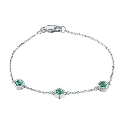 Браслет из серебра с изумрудами э0678бр09251201
