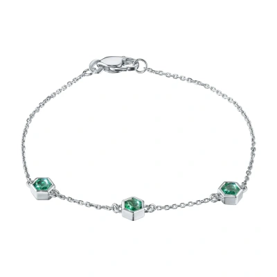 Браслет из серебра с изумрудами э0678бр09251201