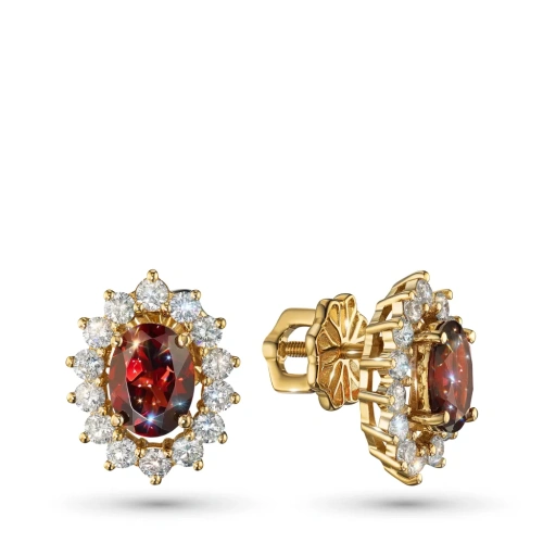 Пусеты из желтого золота с и гранатами э0366пс03260353_white