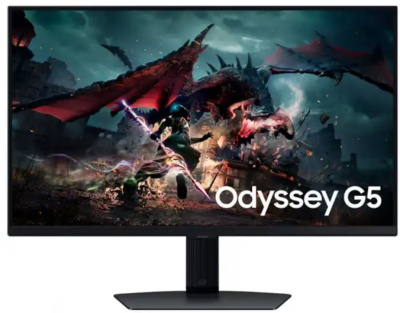 Монитор 27" Samsung Odyssey G5 S27DG500EIXCI Black, IPS, 16:9, 2560x1440, 180Hz, 1ms, 350cd/m2, 1000:1, 178°/178°, HDMI полуматовая HAS Piv, FreeSync,