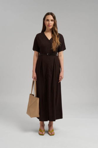 Приталенное платье миди со льном