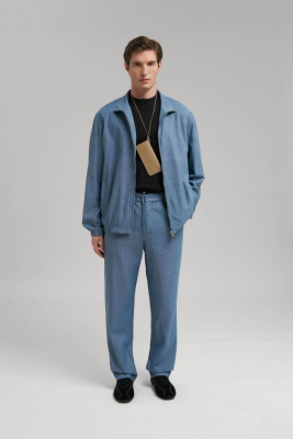 Брюки прямого кроя со льном