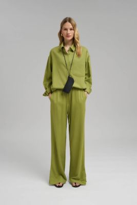 Рубашка объемного кроя со льном