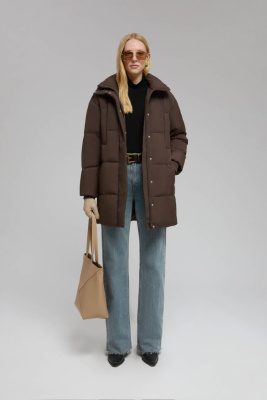 Удлиненный пуховик с натуральным пухом