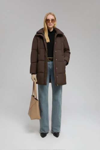 Удлиненный пуховик с натуральным пухом