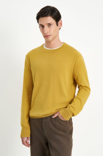 Джемпер из шерсти и хлопка с округлой горловиной