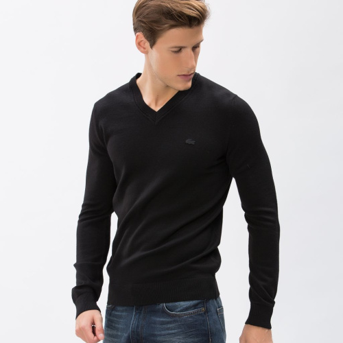 Мужской шерстяной свитер Lacoste с v-образным вырезом