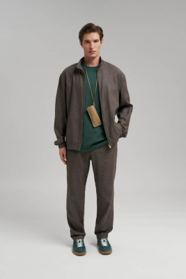 Брюки прямого кроя со льном