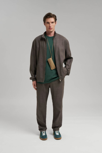 Брюки прямого кроя со льном