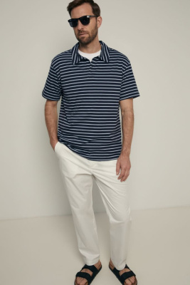 Поло свободного силуэта в полоску