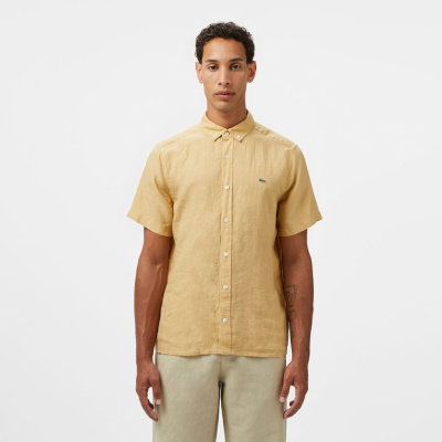 Мужская льняная рубашка Lacoste с коротким рукавом