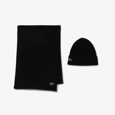 Вязанная шерстяная шапка Lacoste унисекс